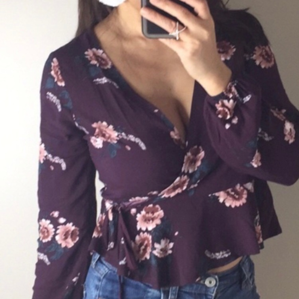 Purple Floral Tie shirt